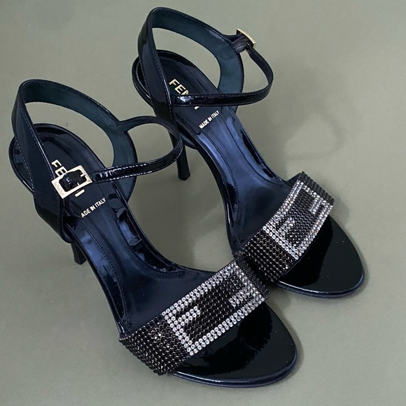 Fendi Swarovski Open Toe Heels Italy Size 37 - Picture 6 of 12